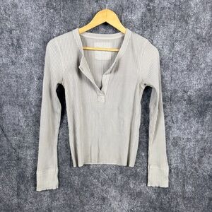 Aerie Ribbed Long Sleeve Top - Cream